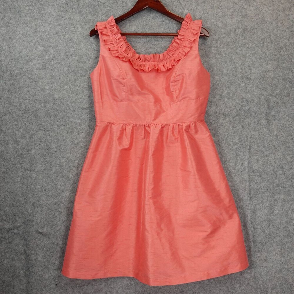Peach Silk Coquette Dress Womens L Pastel Pink Bridesmaid Cocktail LULAKATE USA